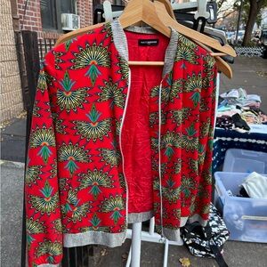 Red Floral Bomber Jacket